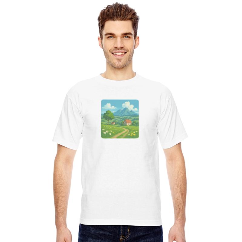 Serene Mountain Village Landscape