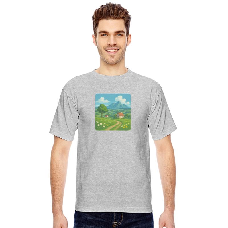 Serene Mountain Village Landscape