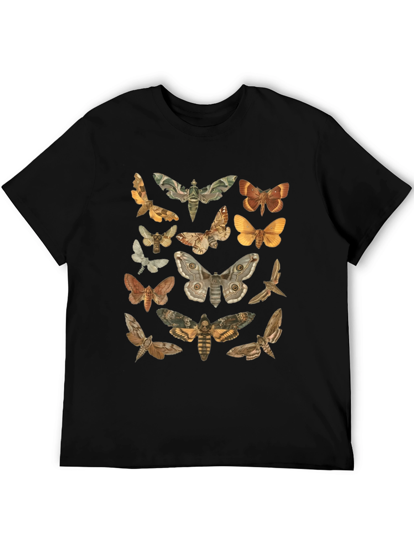 Moth Print Black T-Shirt - Stylish Nature Graphic Tee