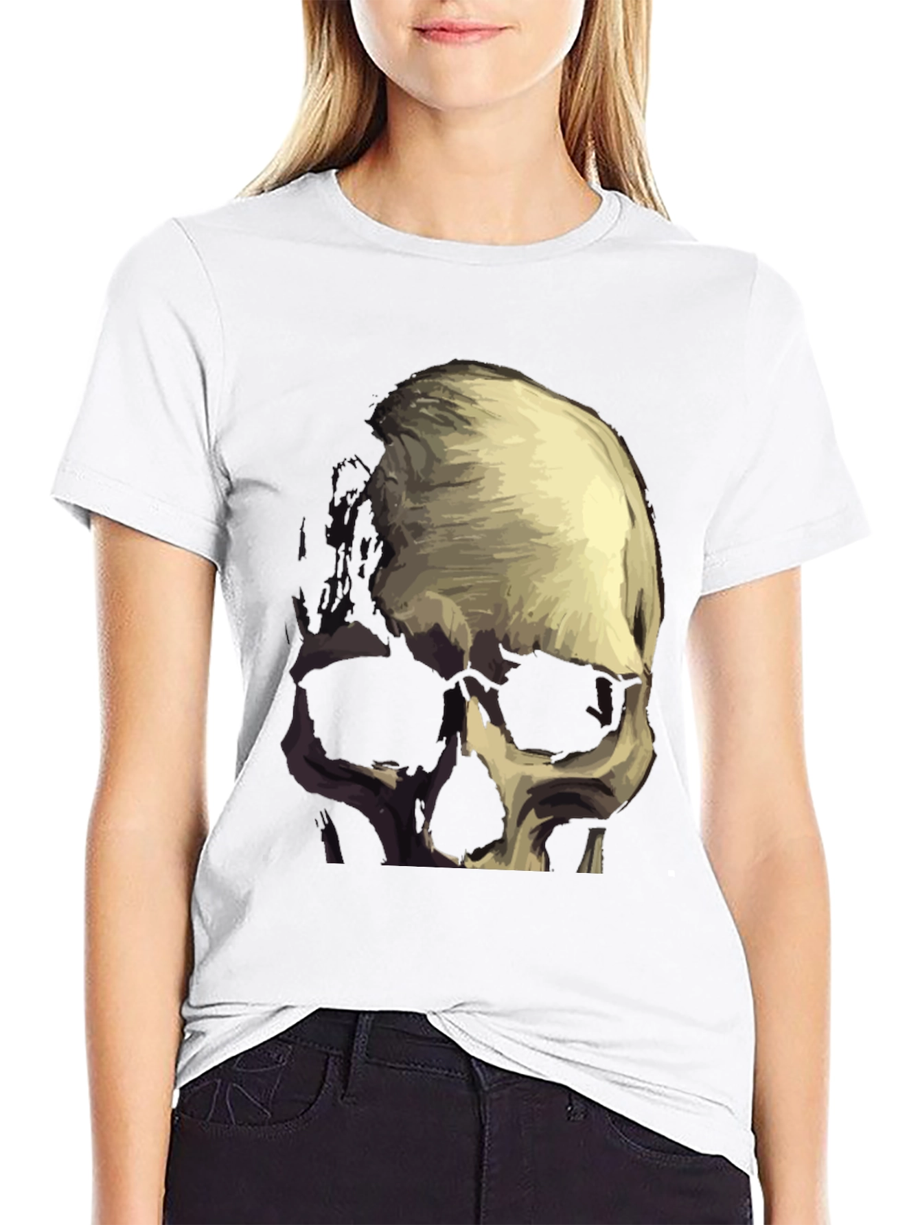 Skull Graphic Tee - Black Cotton Blend T-Shirt