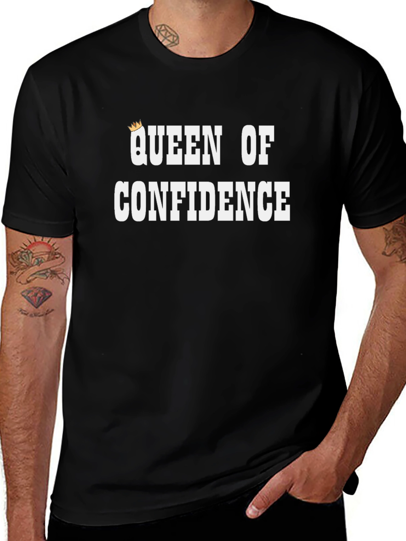 Queen of Confidence Black Graphic T-Shirt