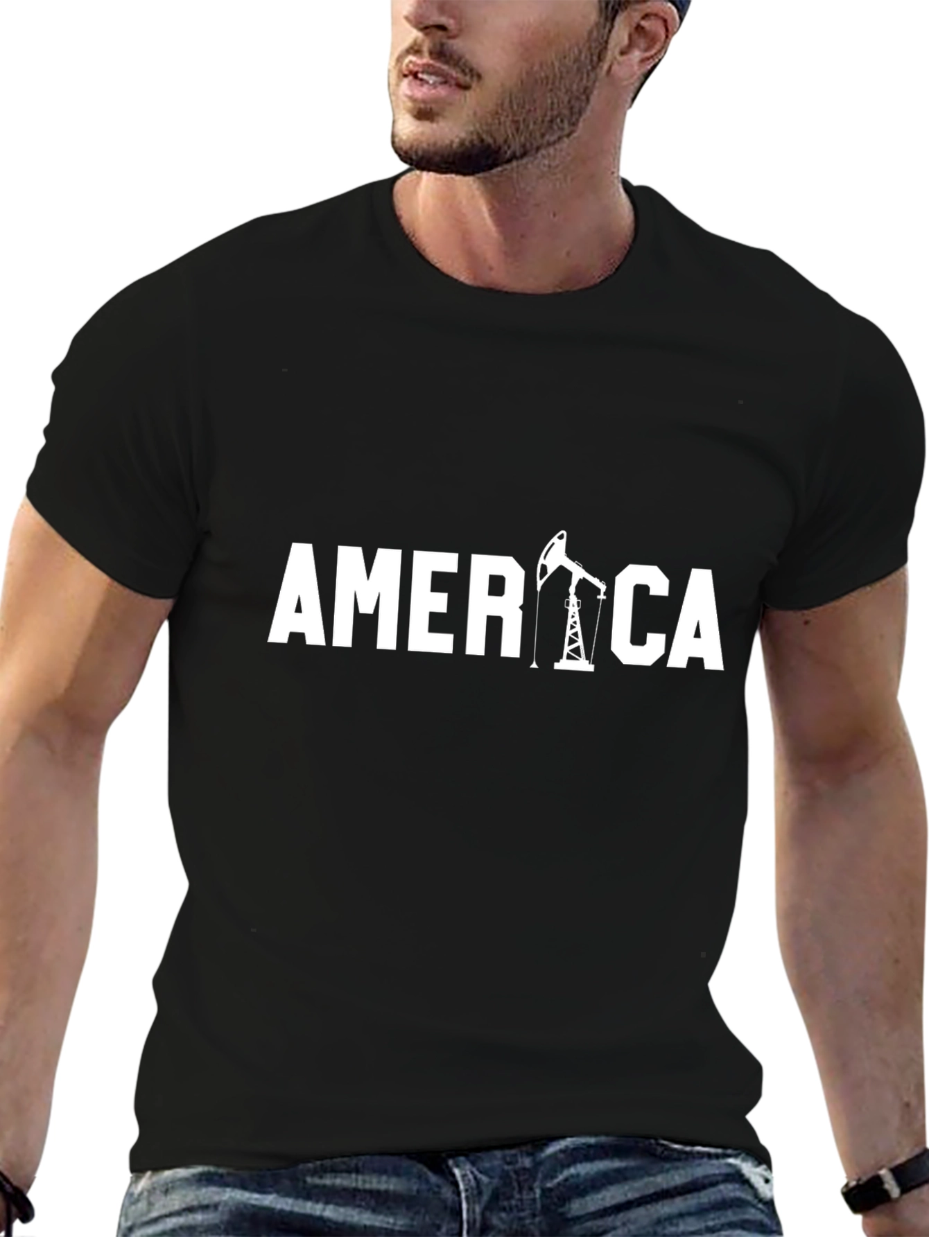 America Oil Rig Graphic T-Shirt