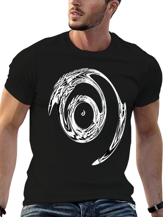 Abstract Swirl Graphic Tee - Black Cotton Comfort