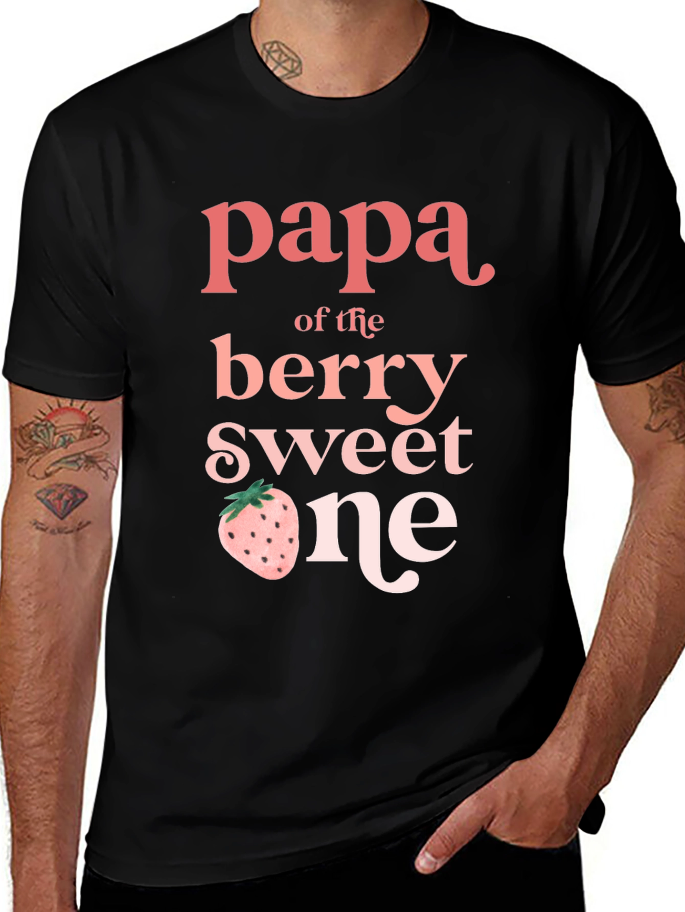 Papa of the Berry Sweet One Black T-Shirt