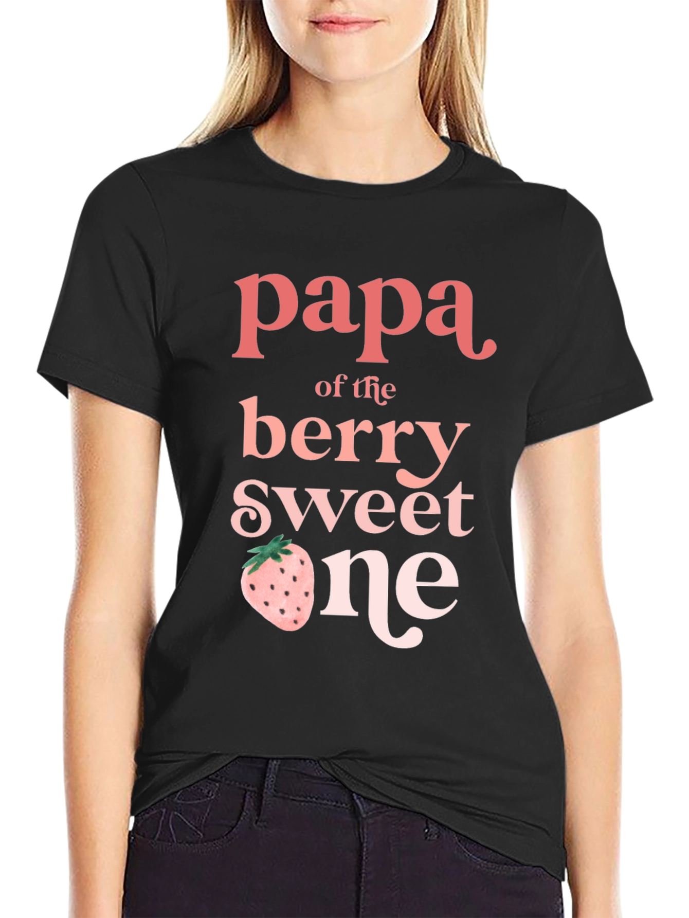 Papa of the Berry Sweet One Black T-Shirt