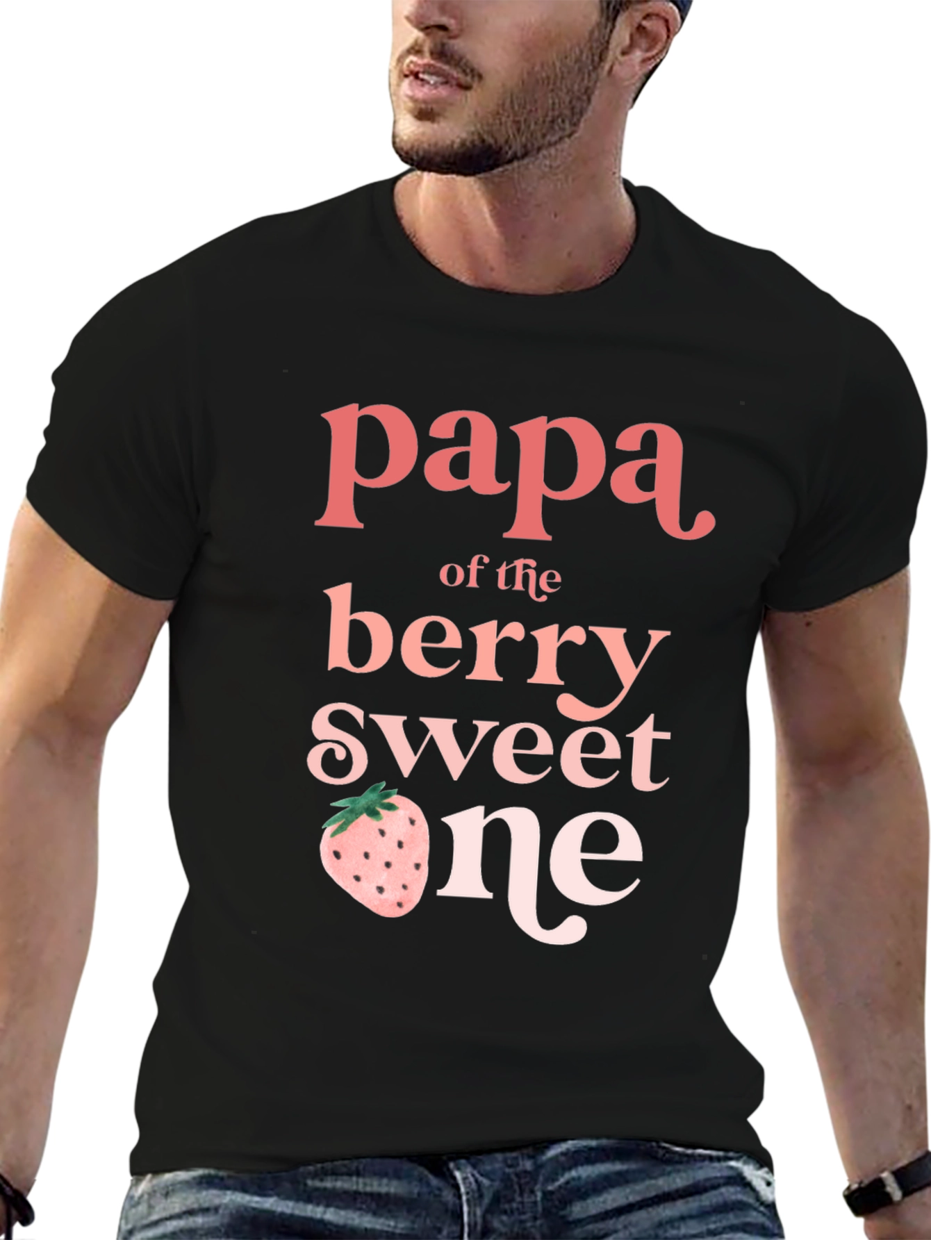 Papa of the Berry Sweet One Black T-Shirt
