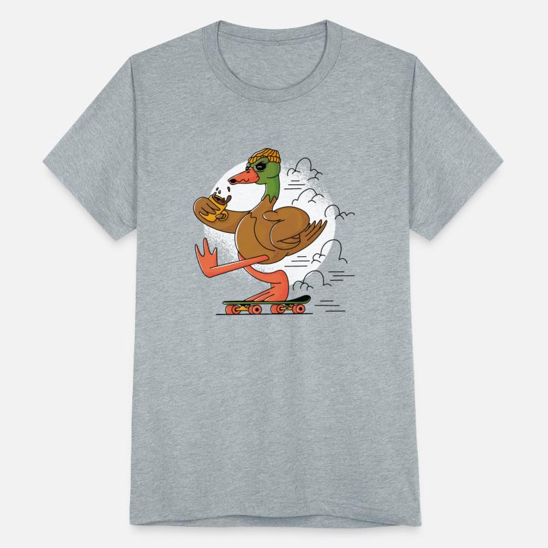 Skater Duck with cup of coffee