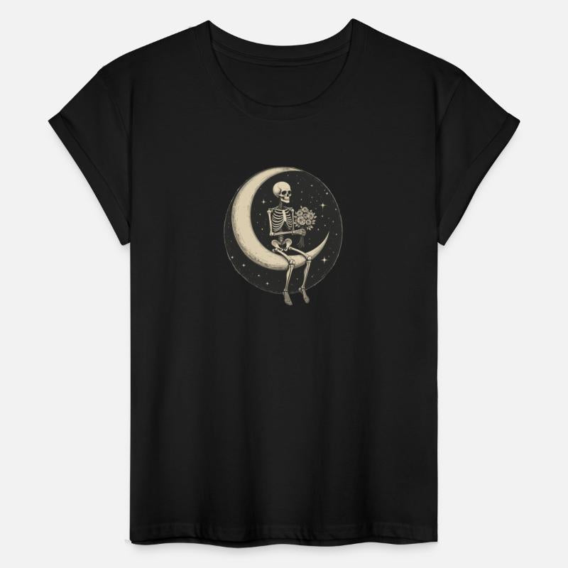 Skeleton with Flowers waiting on Crescent Moon