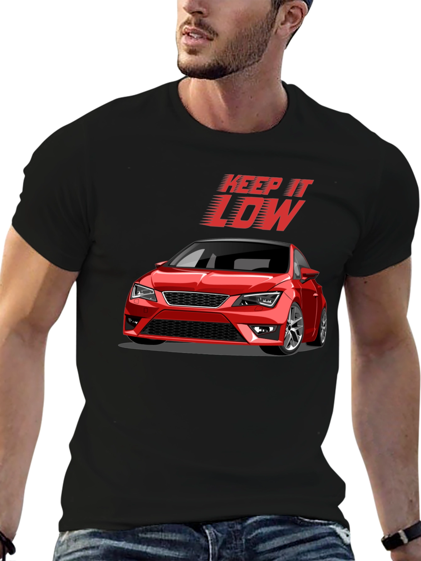 Keep It Low Car Graphic T-Shirt - Black