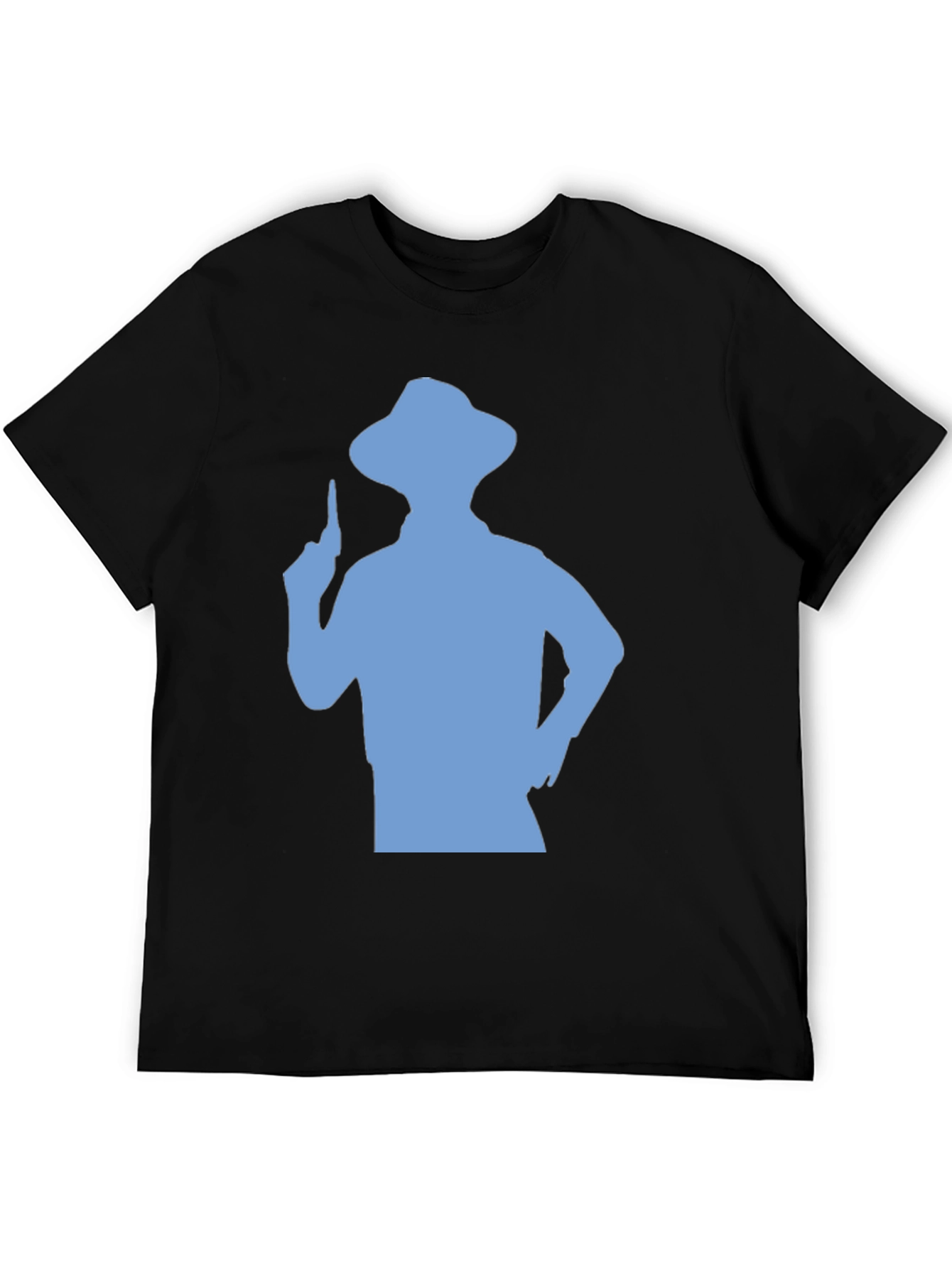 Mens Black T-shirt with Blue Silhouette Graphic