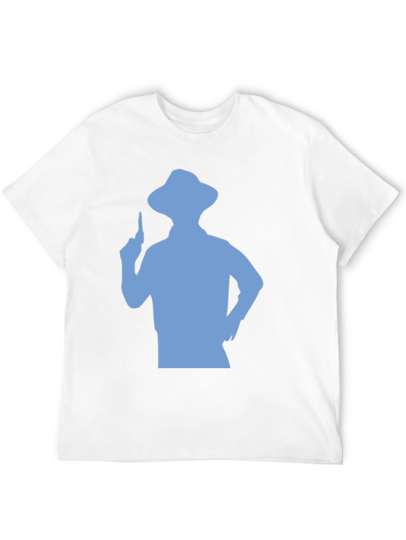 Mens Black T-shirt with Blue Silhouette Graphic