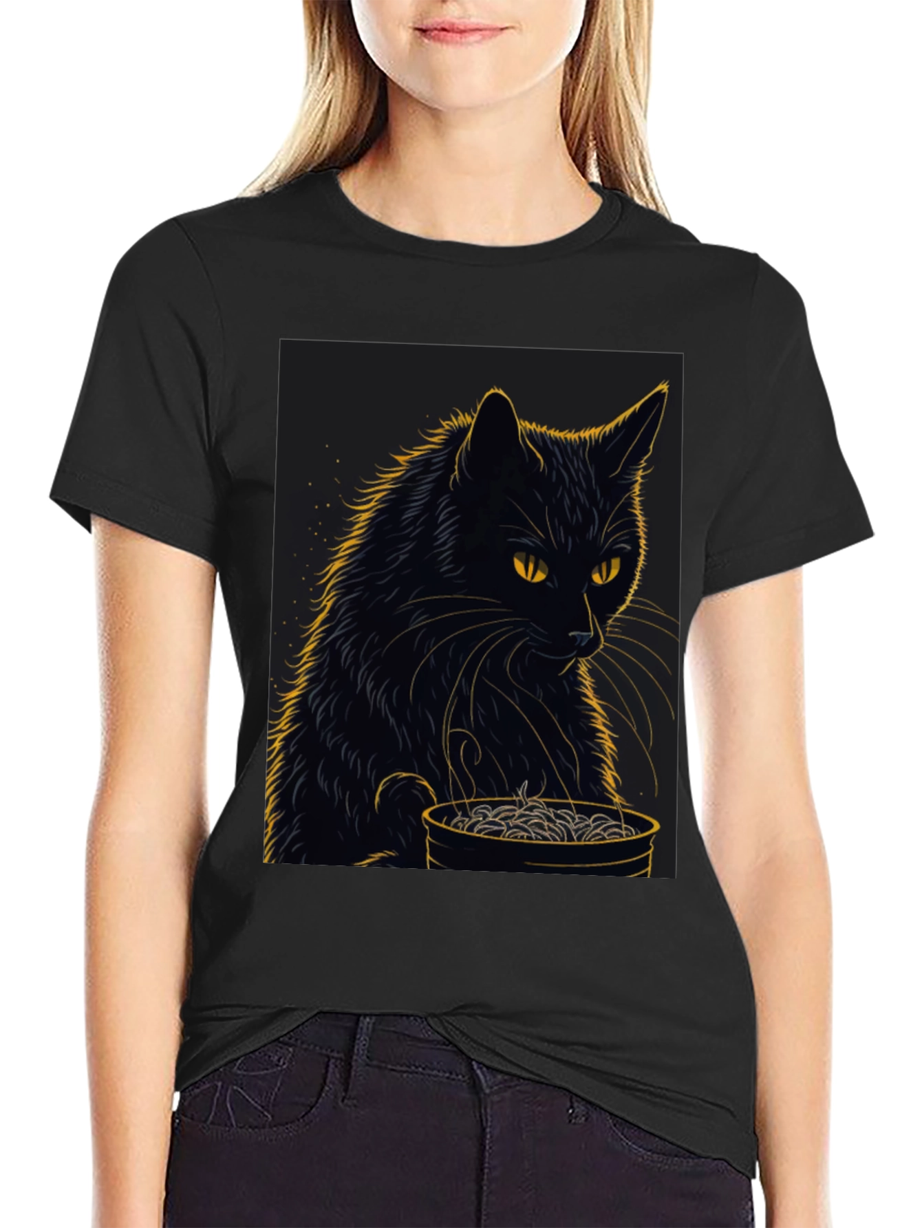 Black Cat Ramen Graphic Tee