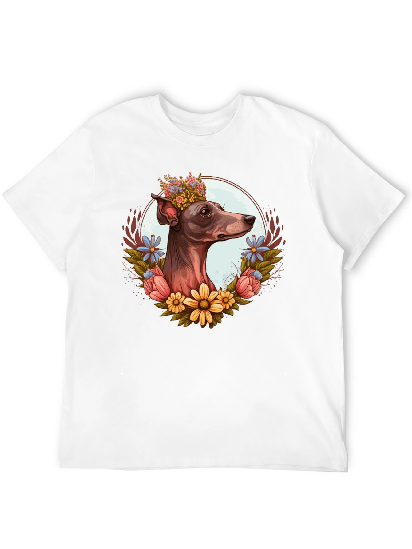 Dog Floral Crown Graphic Tee - Unisex