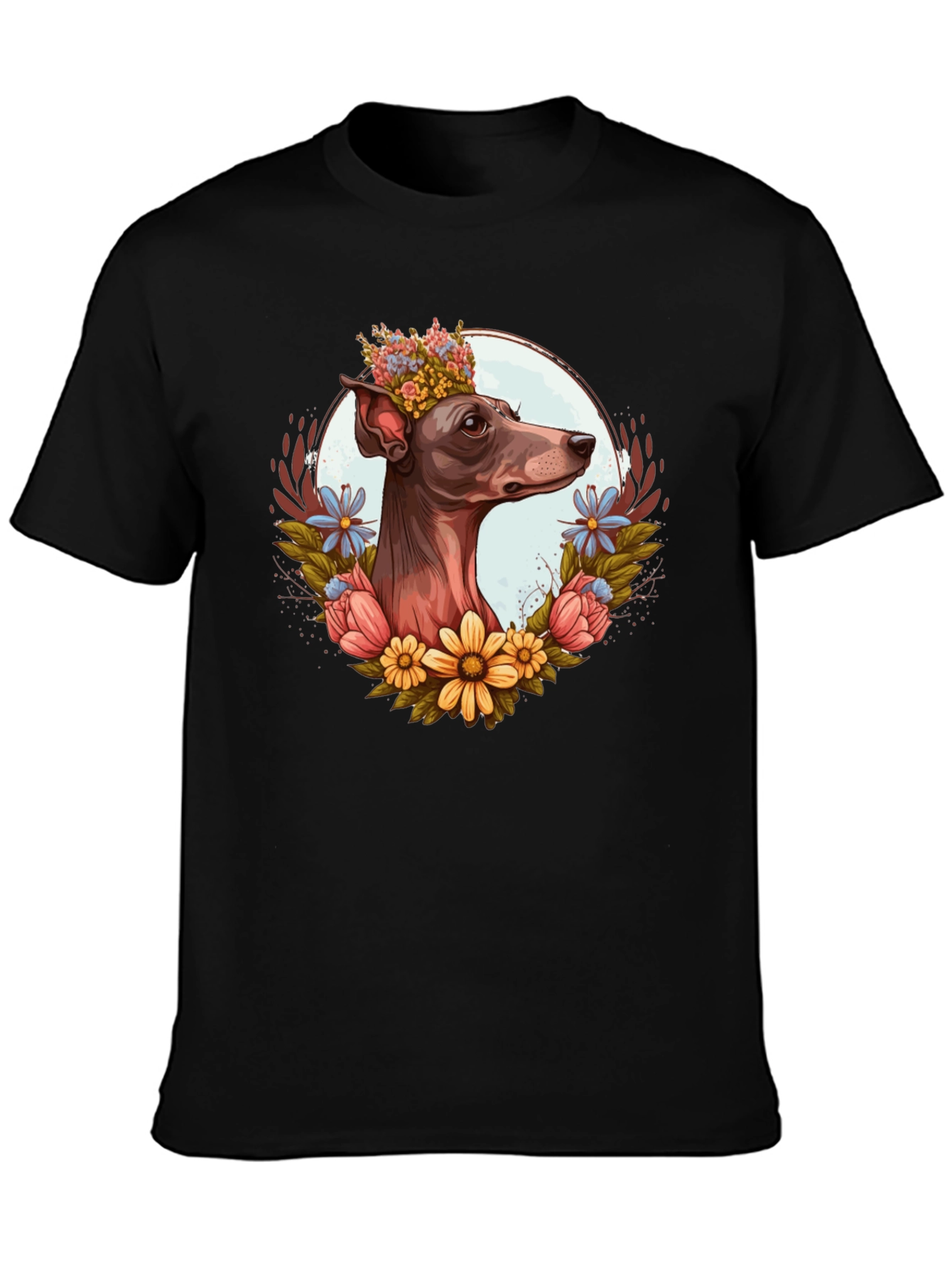 Dog Floral Crown Graphic Tee - Unisex