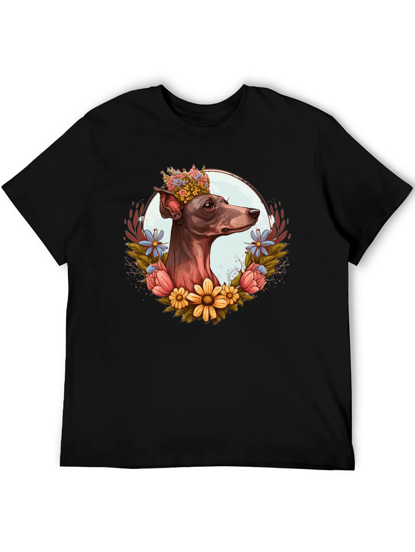 Dog Floral Crown Graphic Tee - Unisex