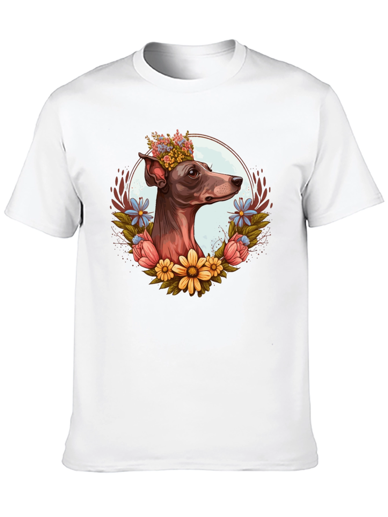 Dog Floral Crown Graphic Tee - Unisex