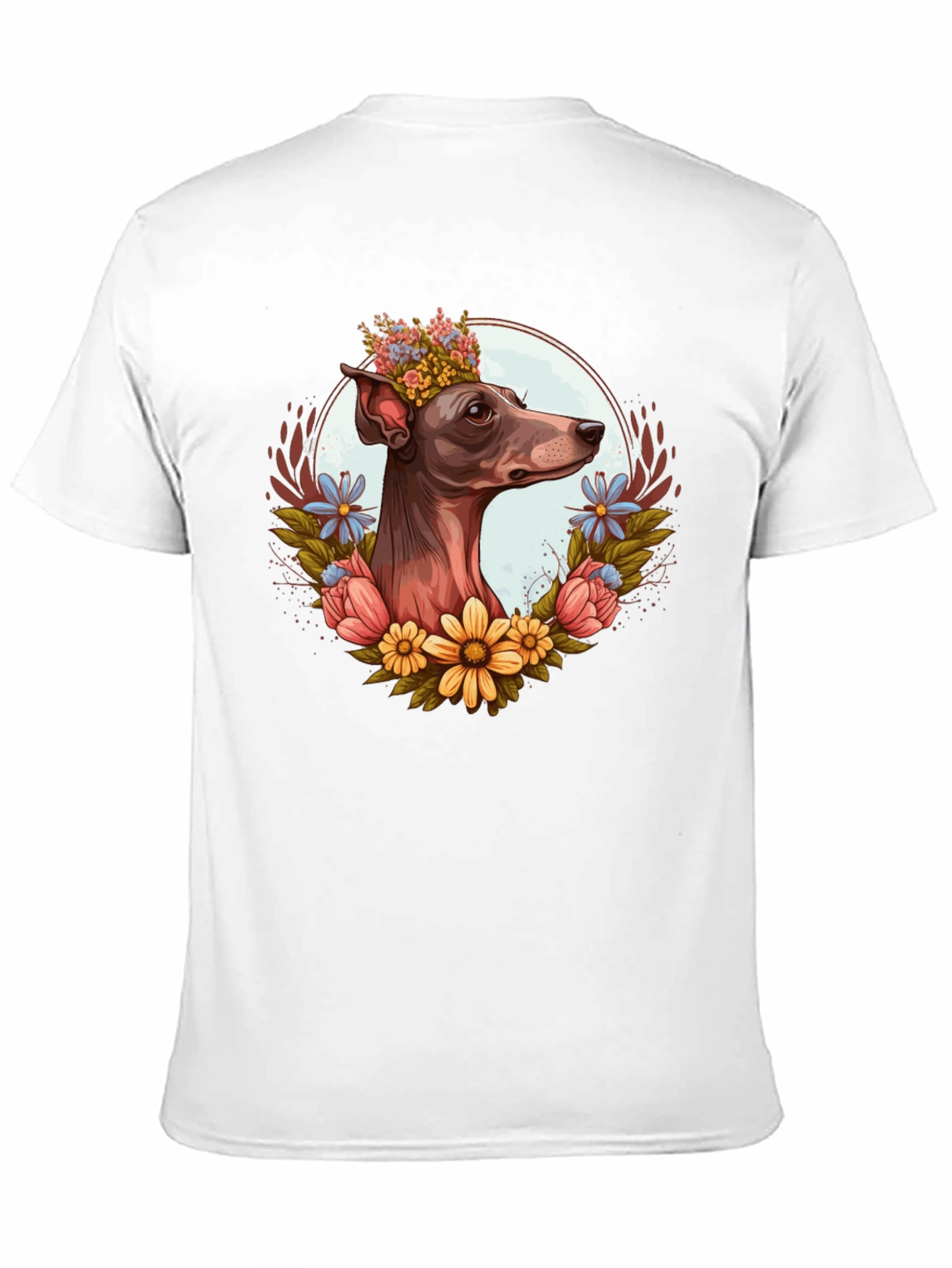 Dog Floral Crown Graphic Tee - Unisex