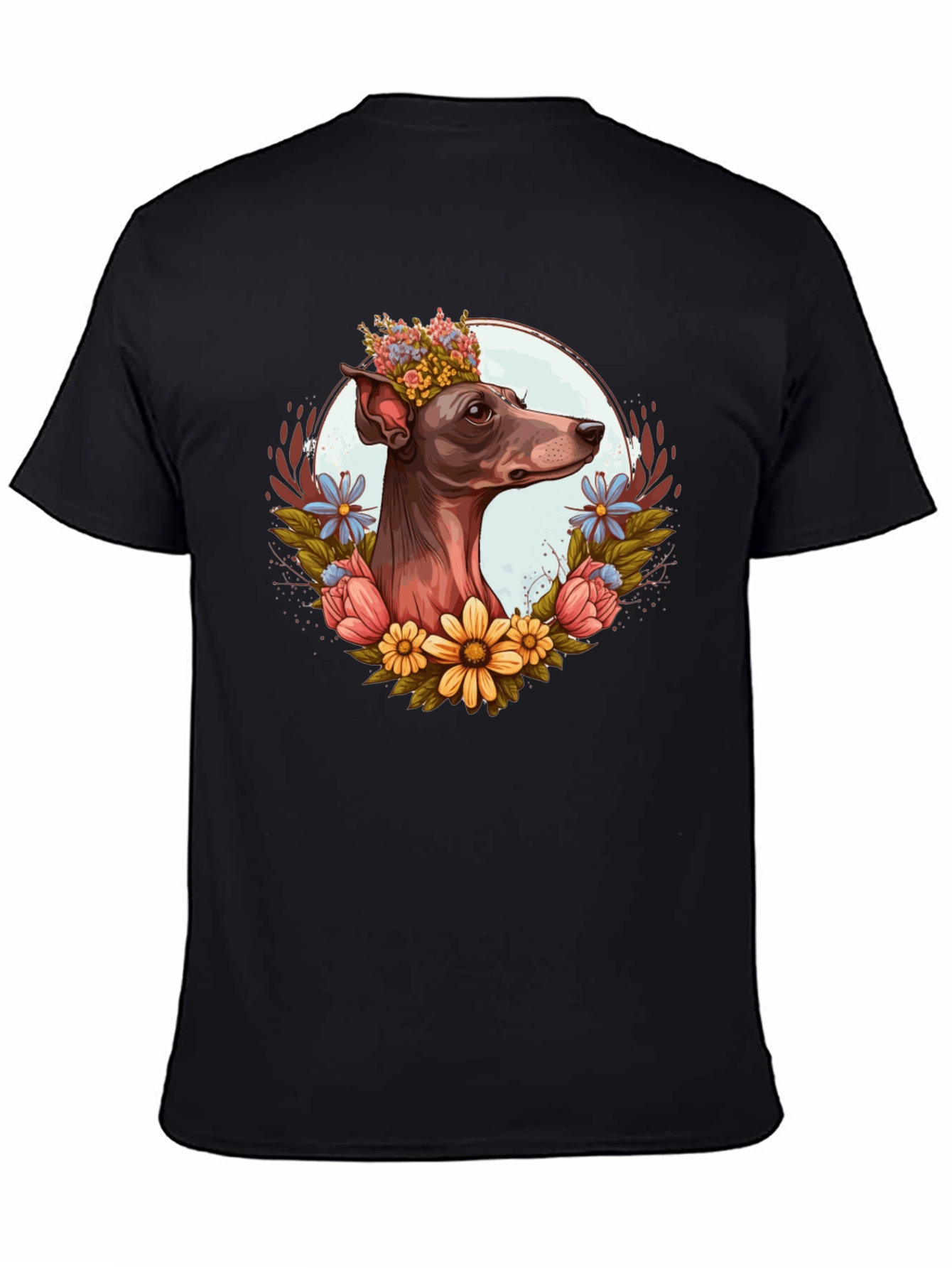 Dog Floral Crown Graphic Tee - Unisex
