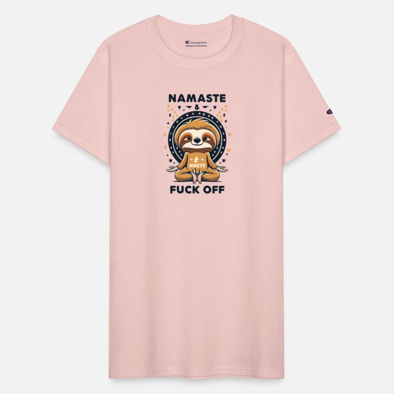 SLOTH ASANA MASTER SAYING NAMASTE AND FUCKUP