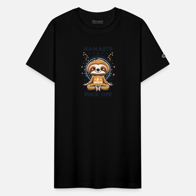 SLOTH ASANA MASTER SAYING NAMASTE AND FUCKUP