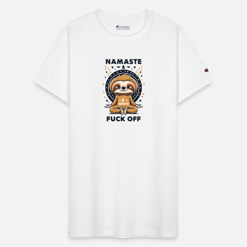 SLOTH ASANA MASTER SAYING NAMASTE AND FUCKUP