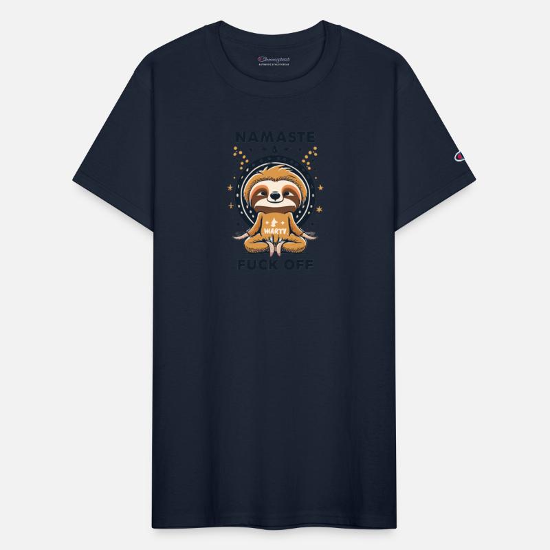 SLOTH ASANA MASTER SAYING NAMASTE AND FUCKUP