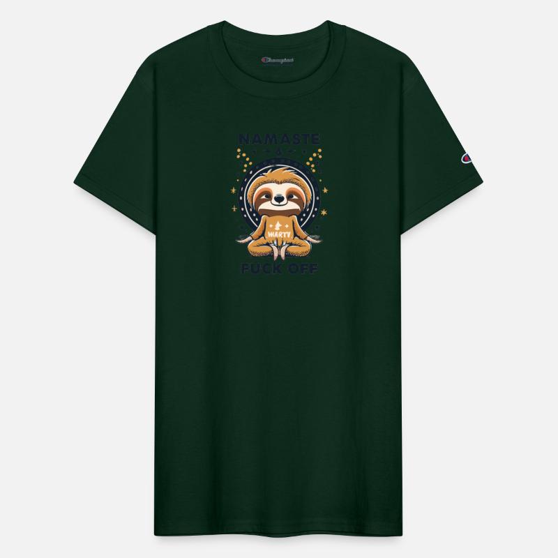 SLOTH ASANA MASTER SAYING NAMASTE AND FUCKUP
