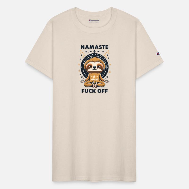 SLOTH ASANA MASTER SAYING NAMASTE AND FUCKUP