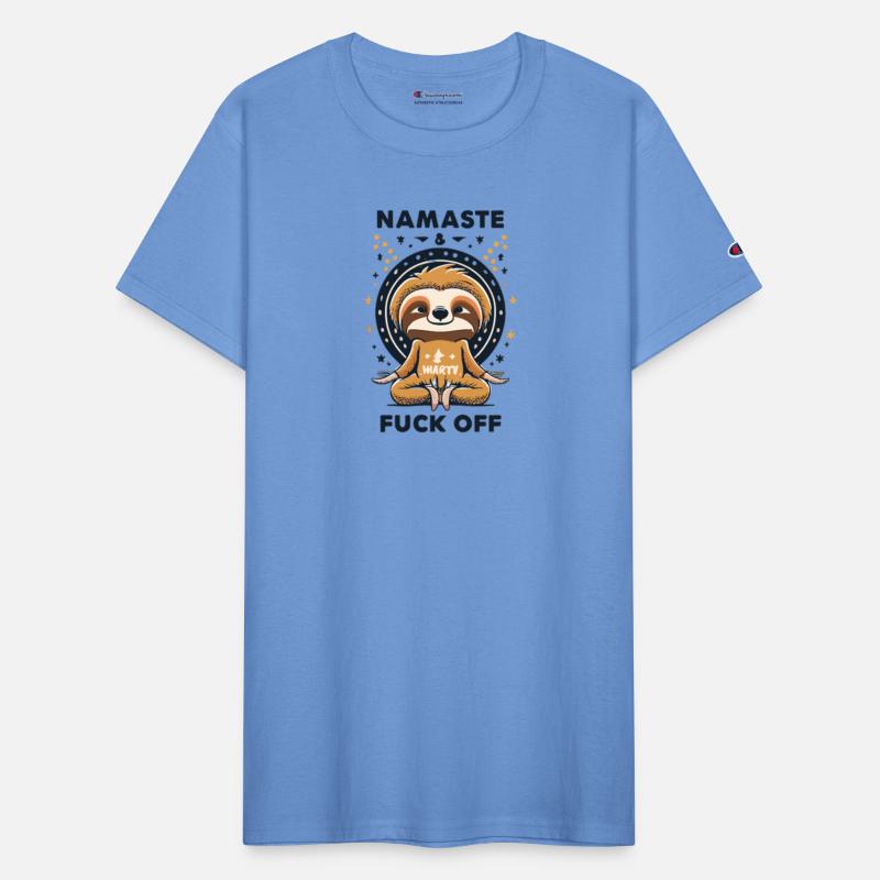 SLOTH ASANA MASTER SAYING NAMASTE AND FUCKUP