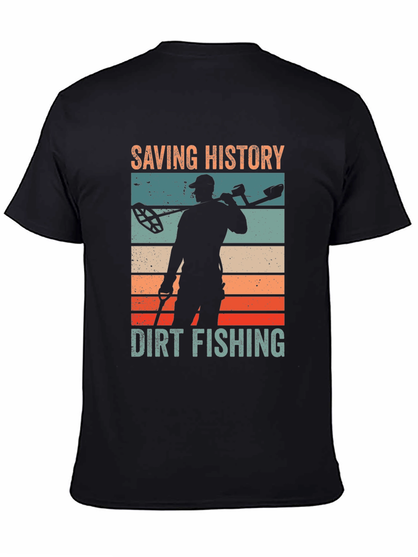 Saving History Dirt Fishing Black Graphic T-Shirt