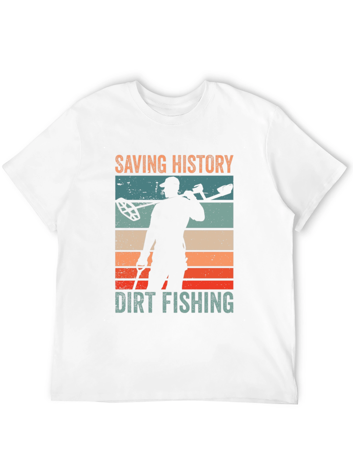 Saving History Dirt Fishing Black Graphic T-Shirt