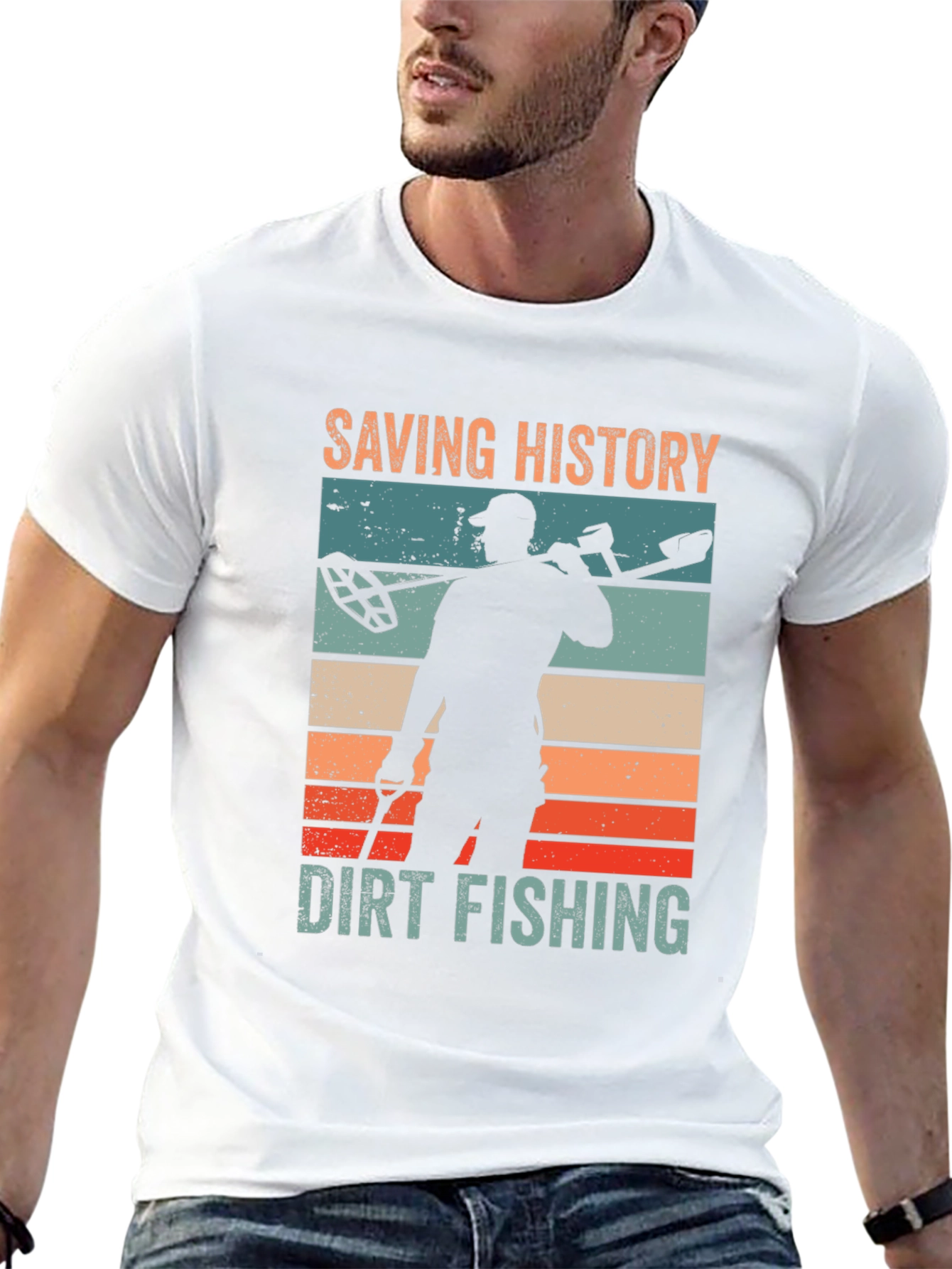 Saving History Dirt Fishing Black Graphic T-Shirt