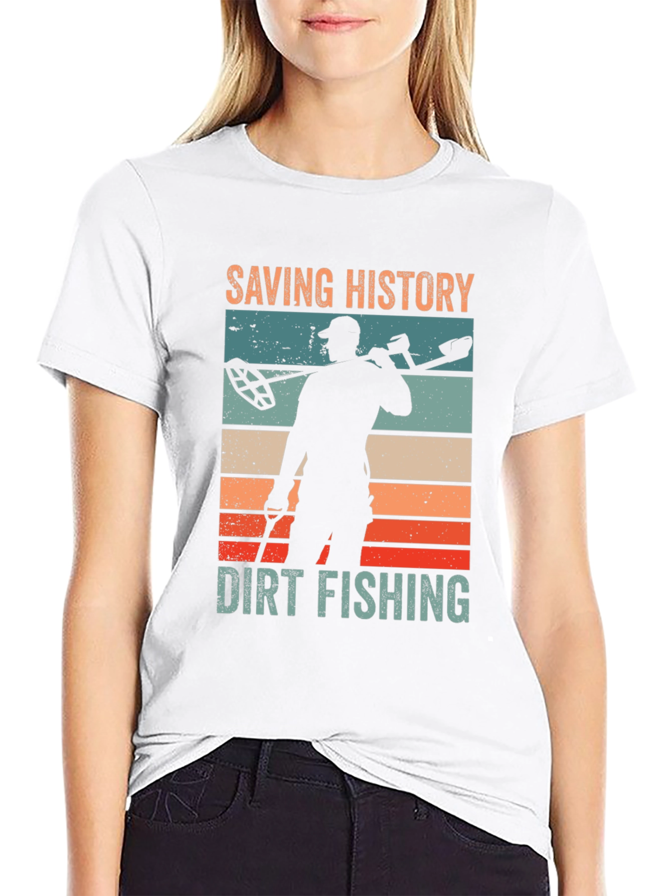 Saving History Dirt Fishing Black Graphic T-Shirt