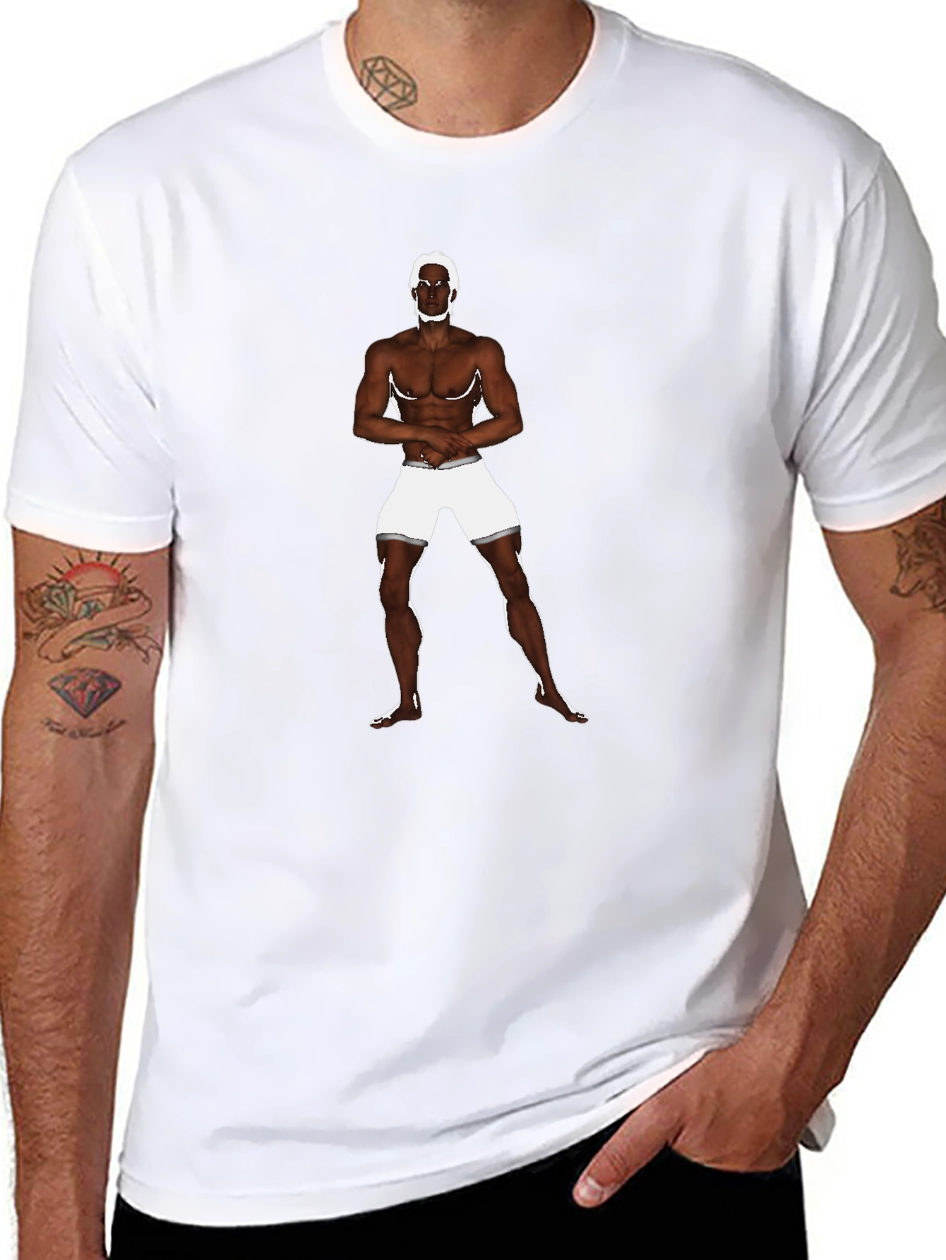 Black T-Shirt with Man Illustration