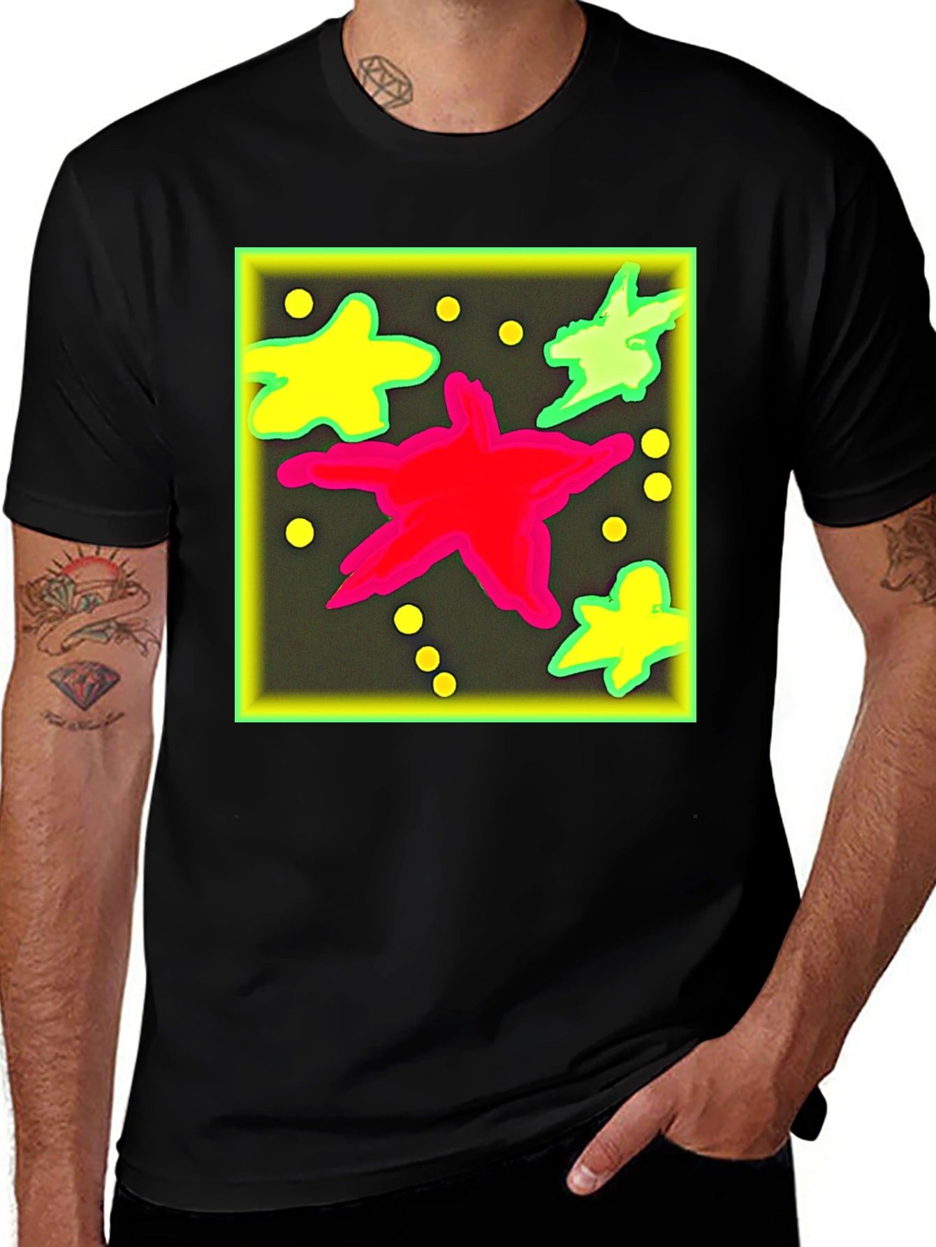 Bold Graphic Print Tee - Starry Design
