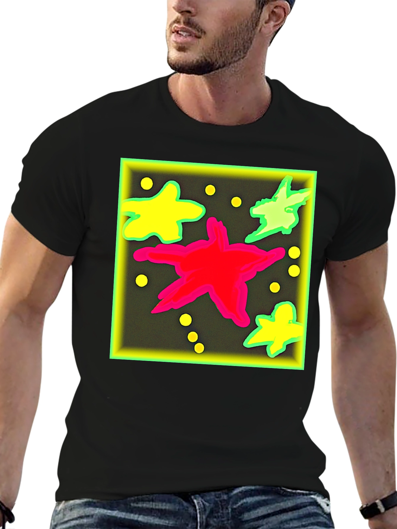 Bold Graphic Print Tee - Starry Design