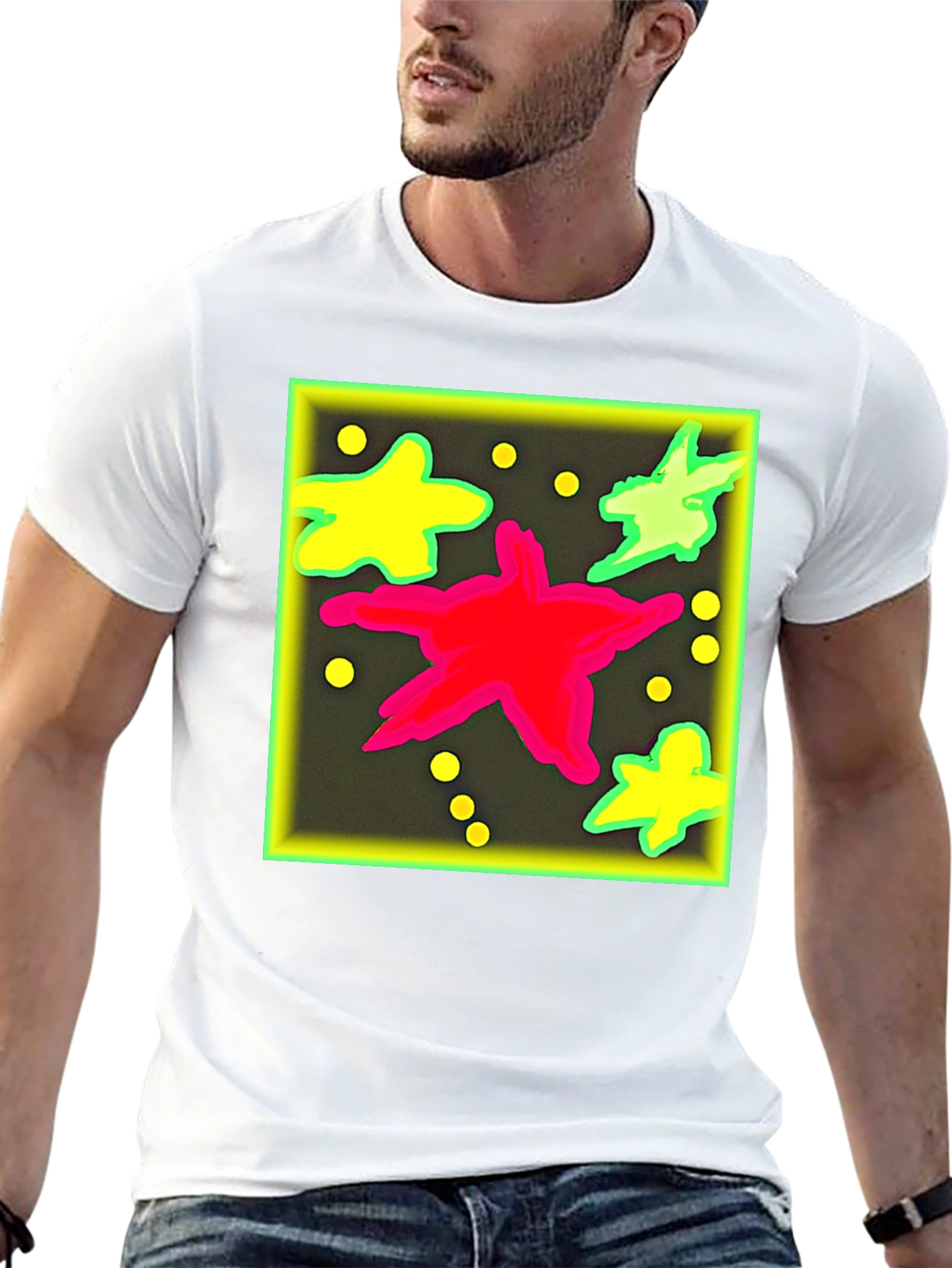 Bold Graphic Print Tee - Starry Design