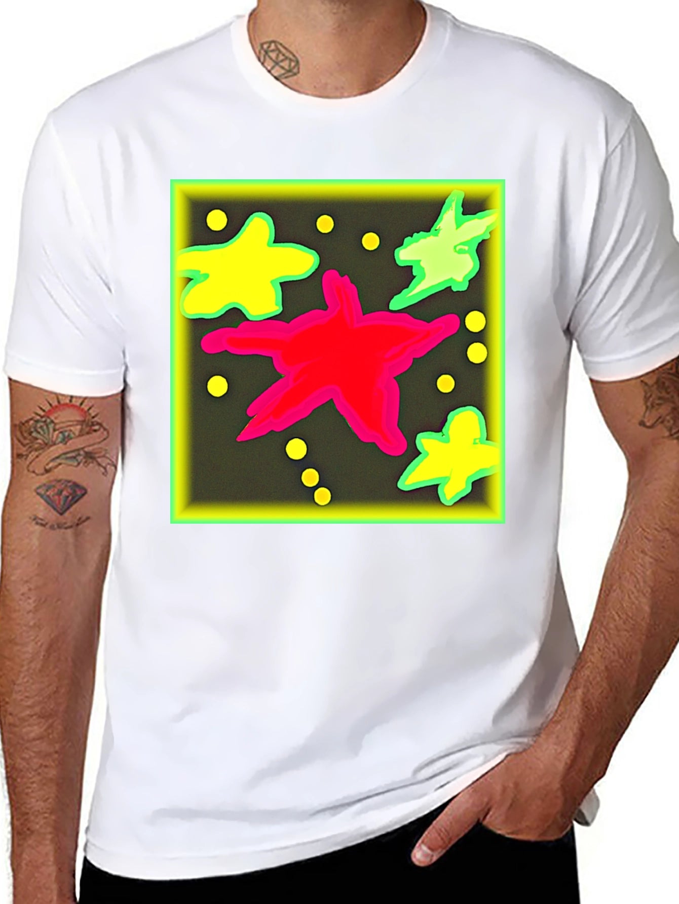 Bold Graphic Print Tee - Starry Design