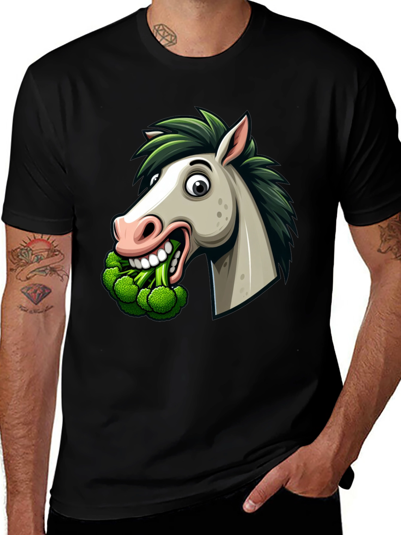 Funny Horse Broccoli Graphic Tee