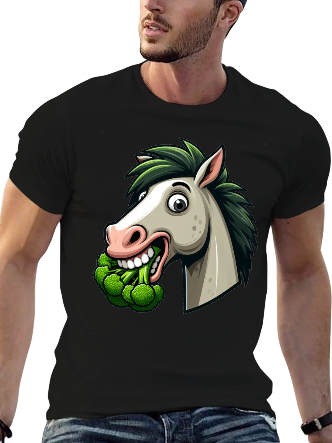 Funny Horse Broccoli Graphic Tee