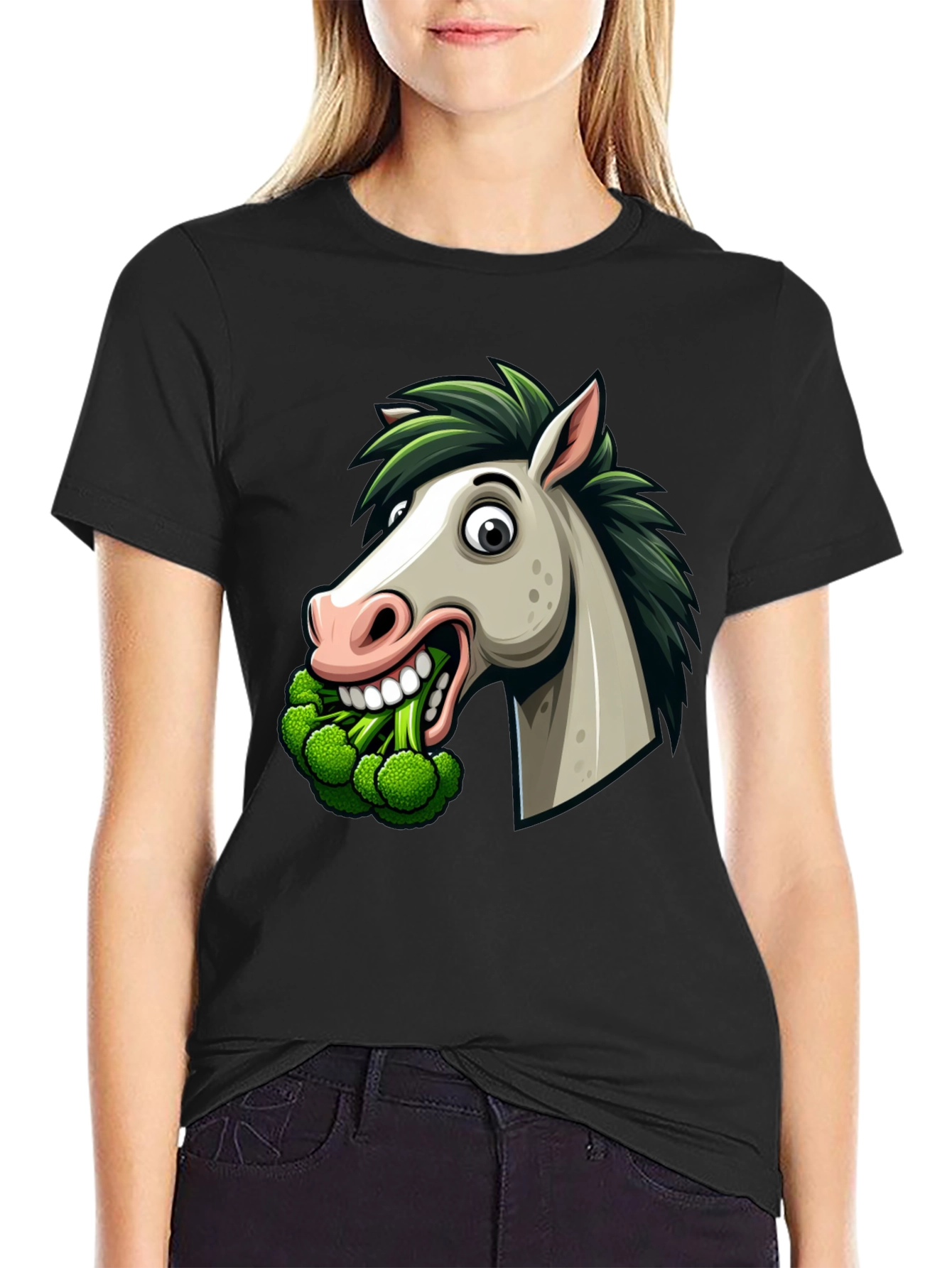 Funny Horse Broccoli Graphic Tee