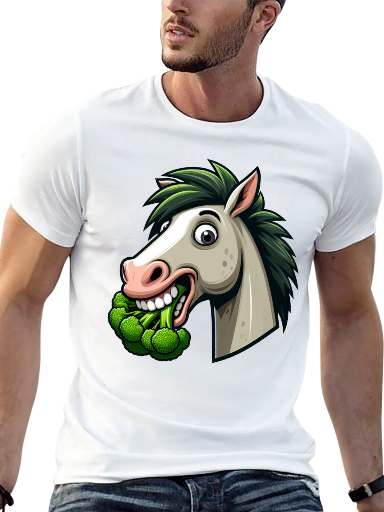 Funny Horse Broccoli Graphic Tee