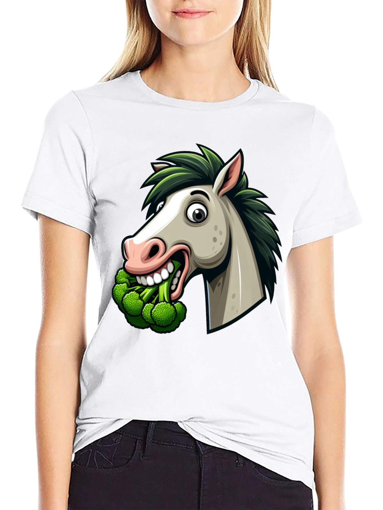 Funny Horse Broccoli Graphic Tee