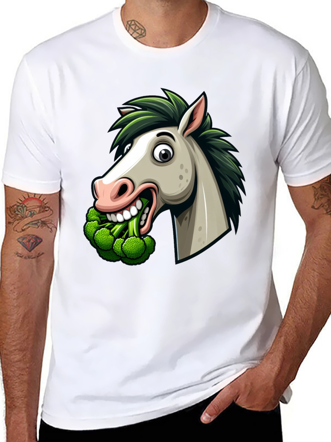 Funny Horse Broccoli Graphic Tee