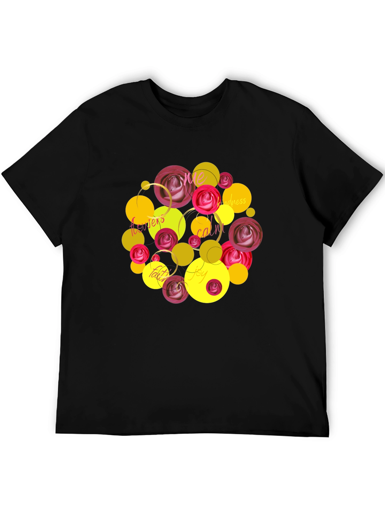 Floral Word Art T-Shirt - Positive Vibes