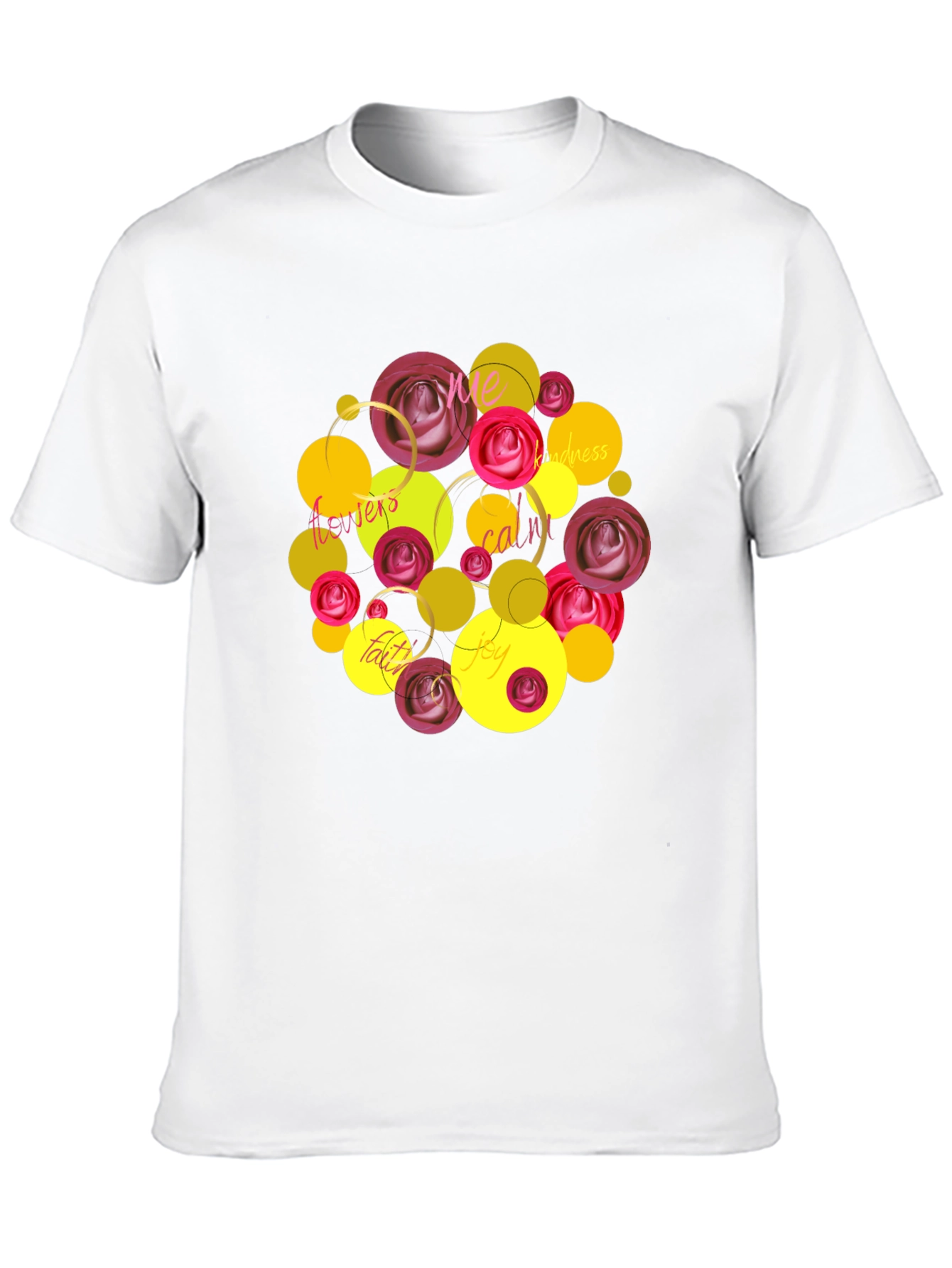Floral Word Art T-Shirt - Positive Vibes
