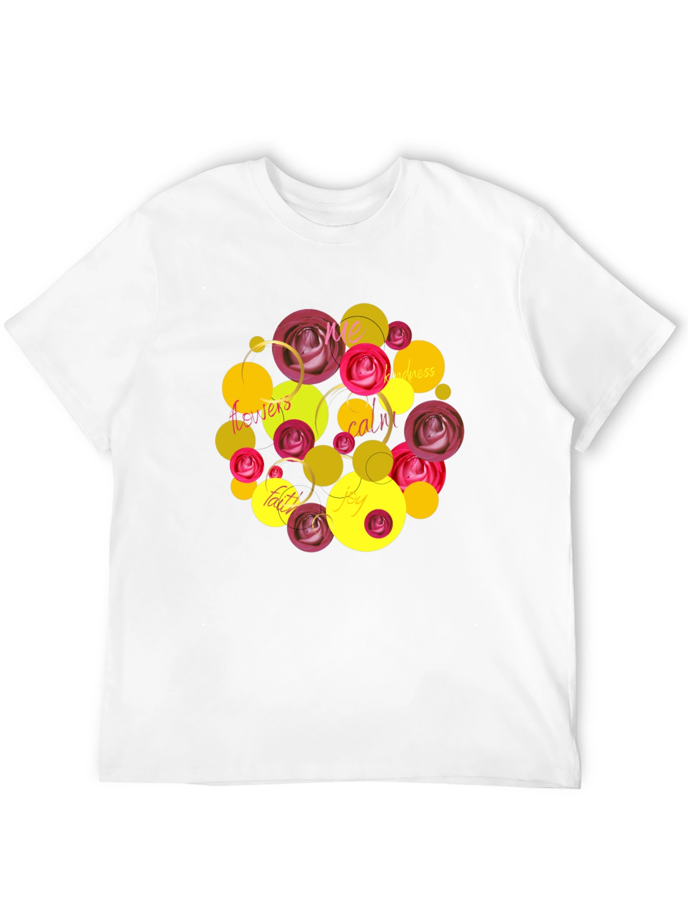 Floral Word Art T-Shirt - Positive Vibes