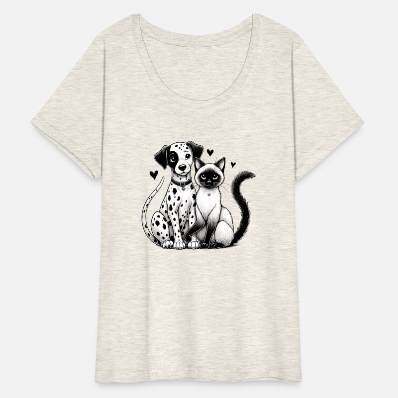 Spotted Love – Dalmatian & Siamese Cat Harmony Art