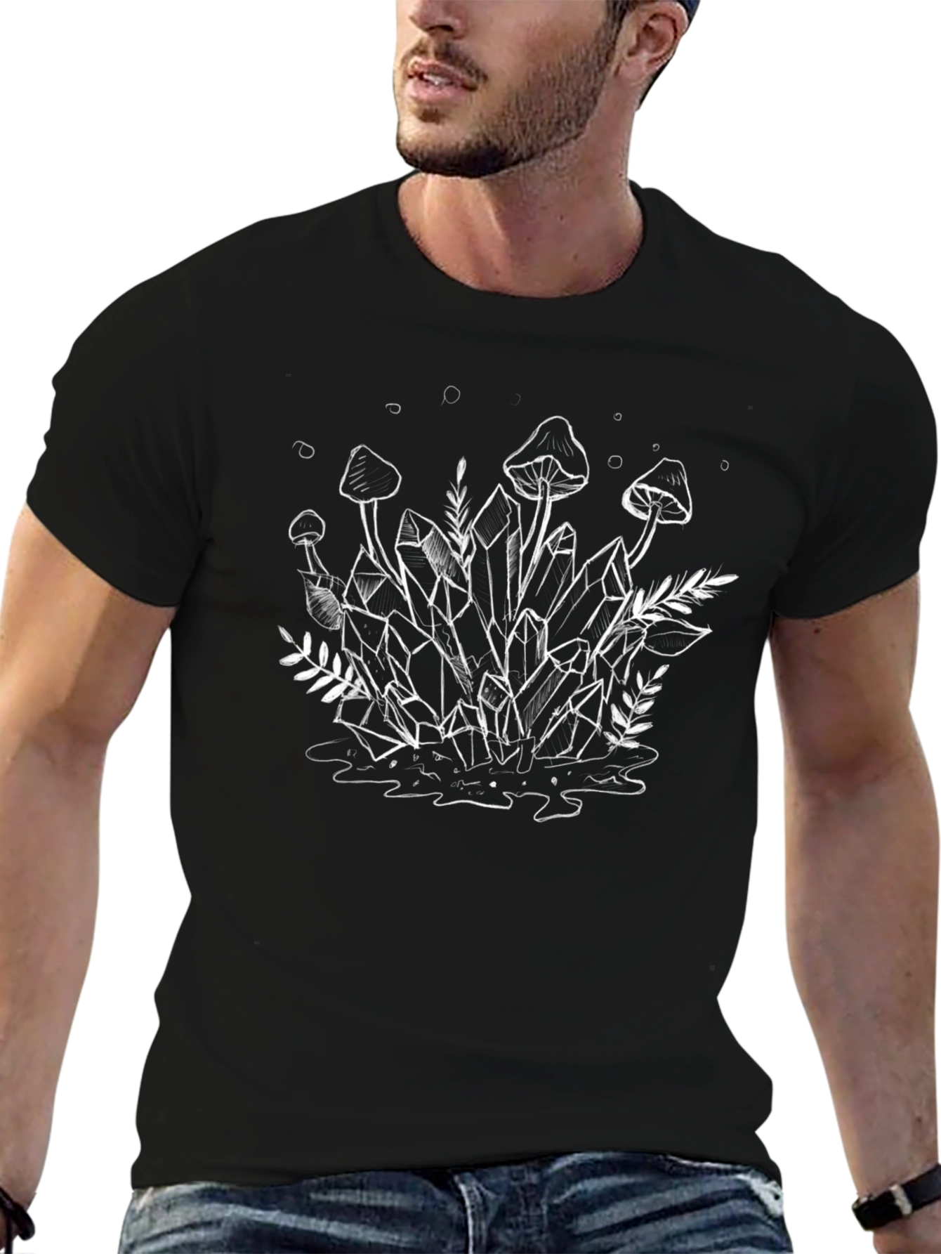 Mushroom Crystal Graphic Tee - Stylish Unisex T-Shirt