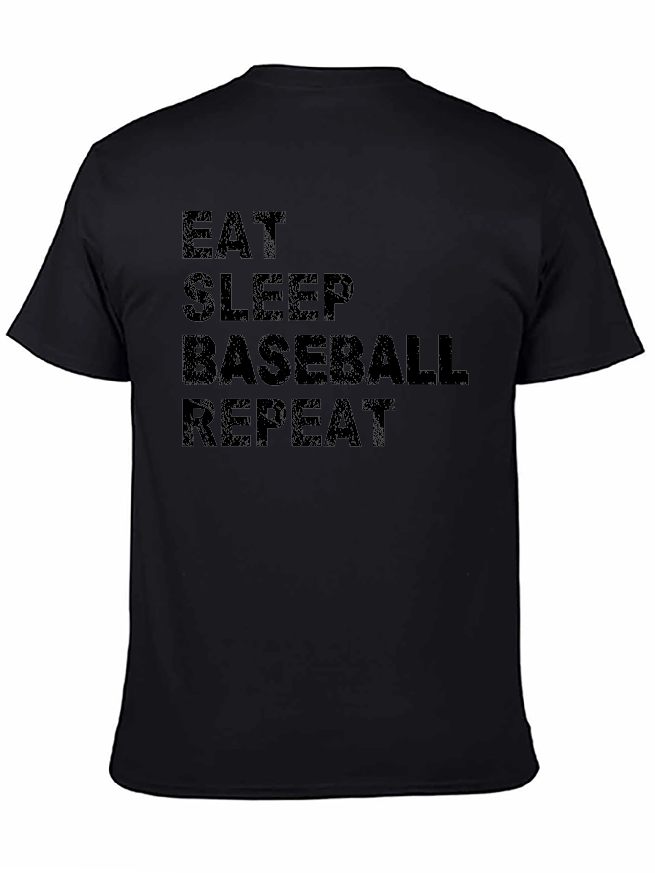 Eat Sleep Baseball Repeat Black Graphic T-Shirt